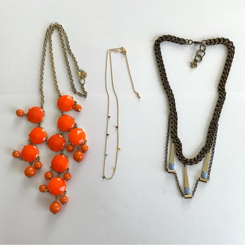 Anthropologie, J.Crew, Boutique Beads Brass Gold Chain Statement Necklace